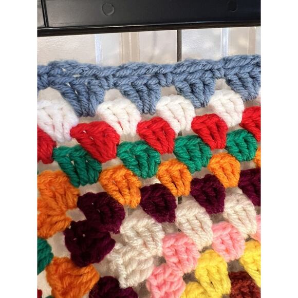 Crochet Handmade Afghan Lap Throw Baby Blanket Vintage Granny Square 36x36 - Picture 4 of 8